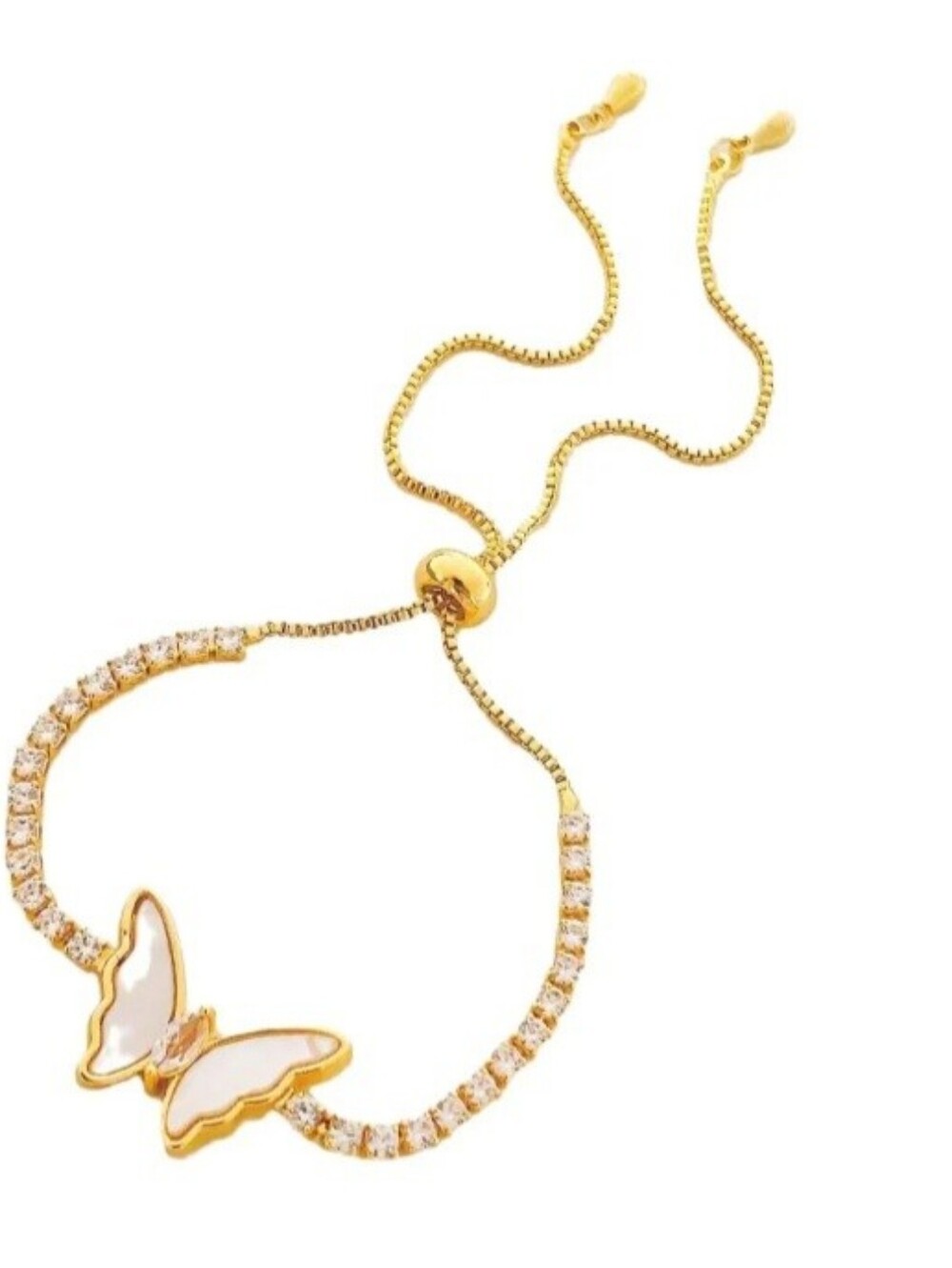 Gold-Tone Butterfly Crystal Adjustable Bracelet